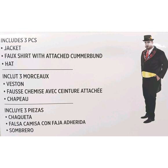 Halloween Day of the Dead Costume Adult Plus Sz XXL 48-52 BLACK Jacket 3 PIECES - Picture 11 of 13